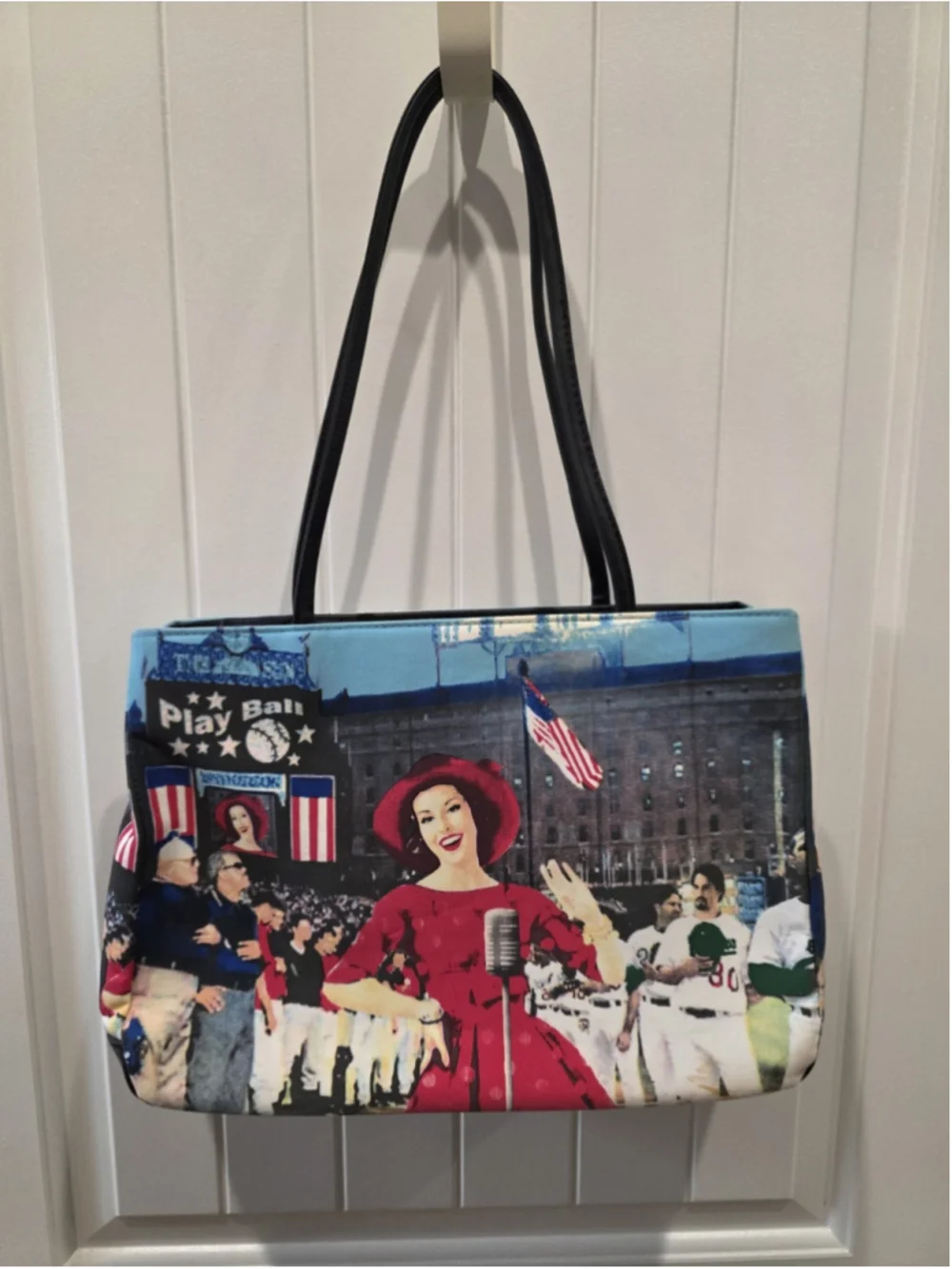 Preston & York NWOT VTG Inspo Retro Beaded Handbag Purse Baseball Play Ball USA